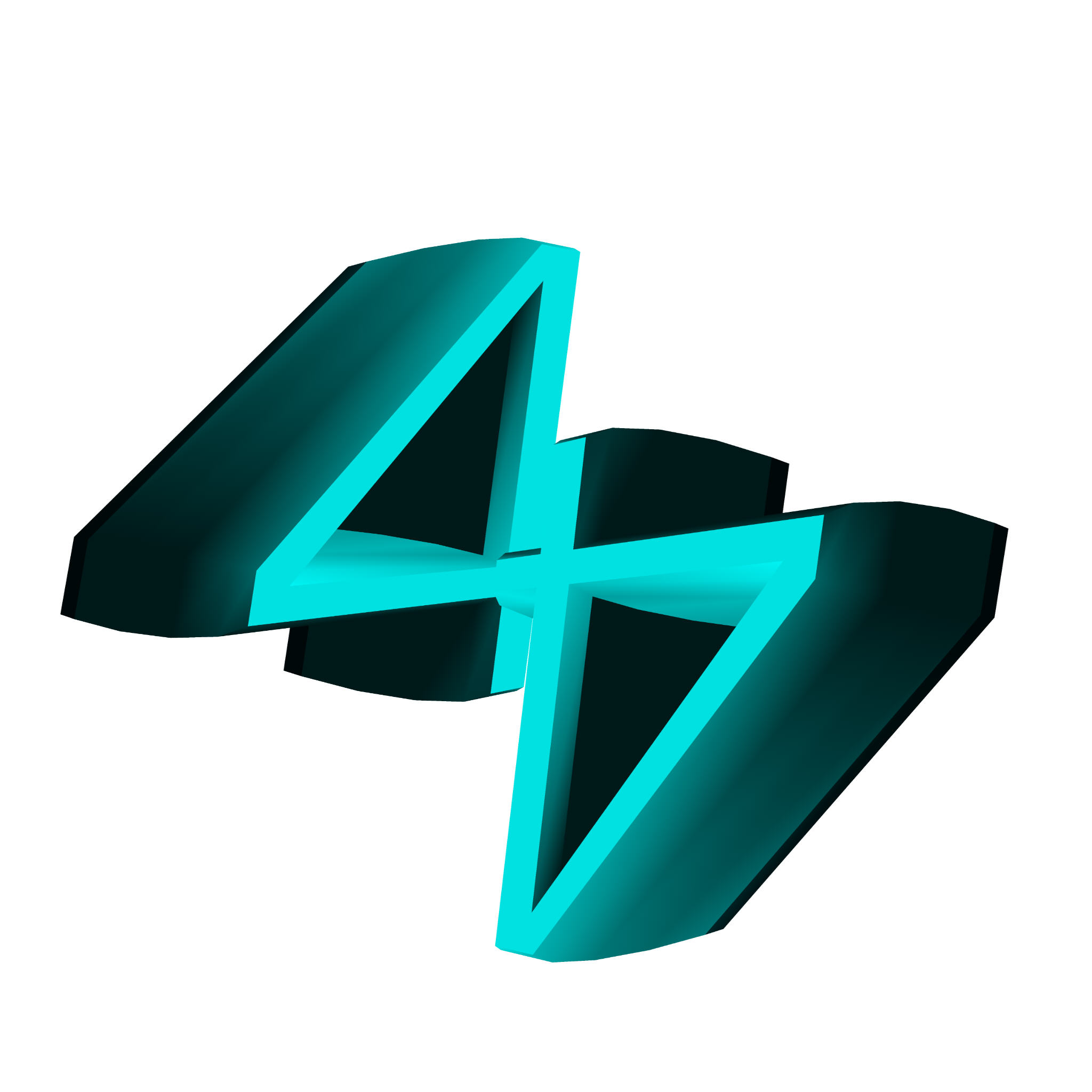 YOUTH Site Logo: Two of the number 4 in three dimensions at right angles to each other